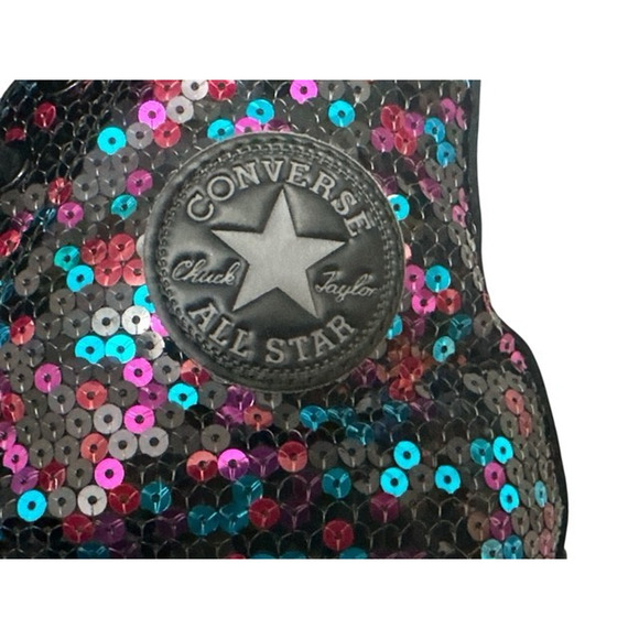 Converse CTAS Sneakers Women 10.5 Colorful Sequins Bling High Athletic 562443C - Picture 4 of 9